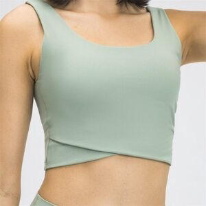 Paiya Sage Green Crossover Sleeveless Skyline Athletic Long Line Crop Top Tank M